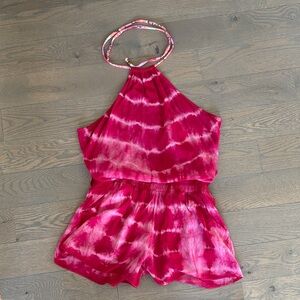 Maaji Pink Tie-Dye Halter Romper